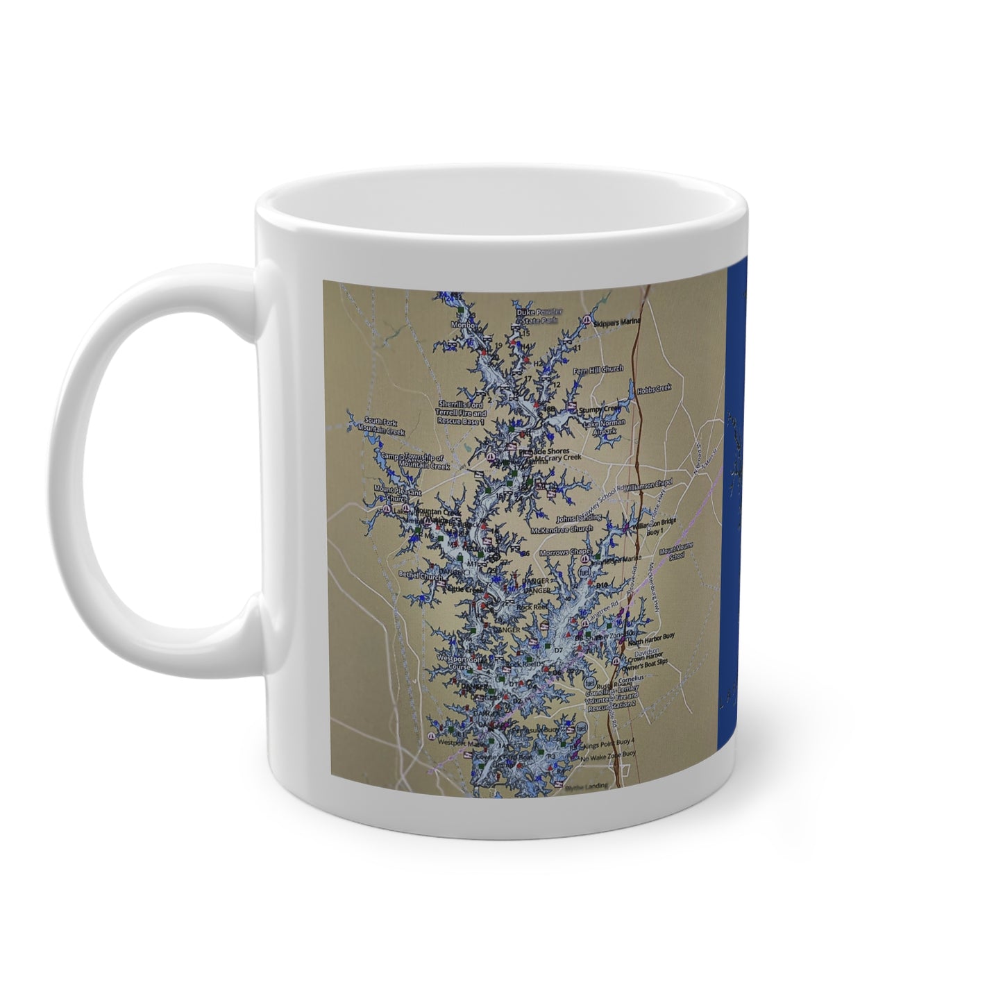 Lake Norman Map Standard Mug - 11oz Unique Geographical Design