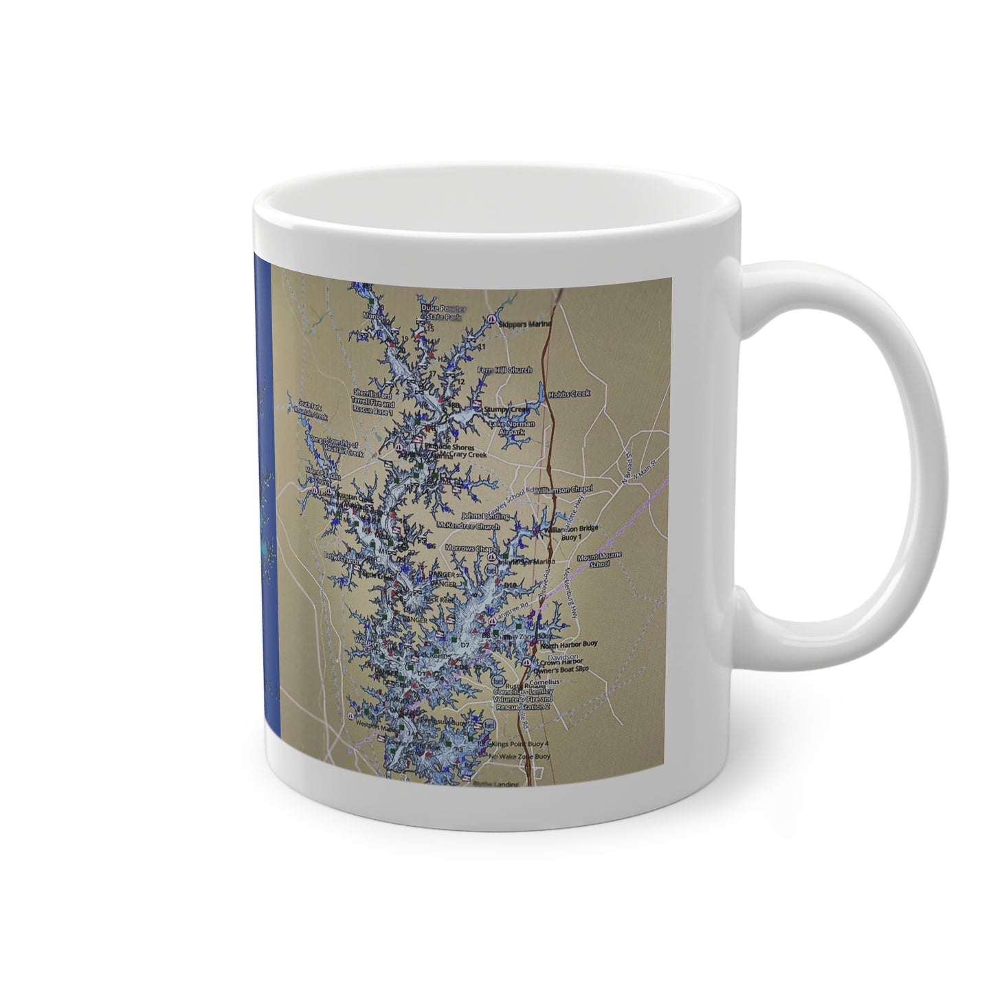 Lake Norman Map Standard Mug - 11oz Unique Geographical Design