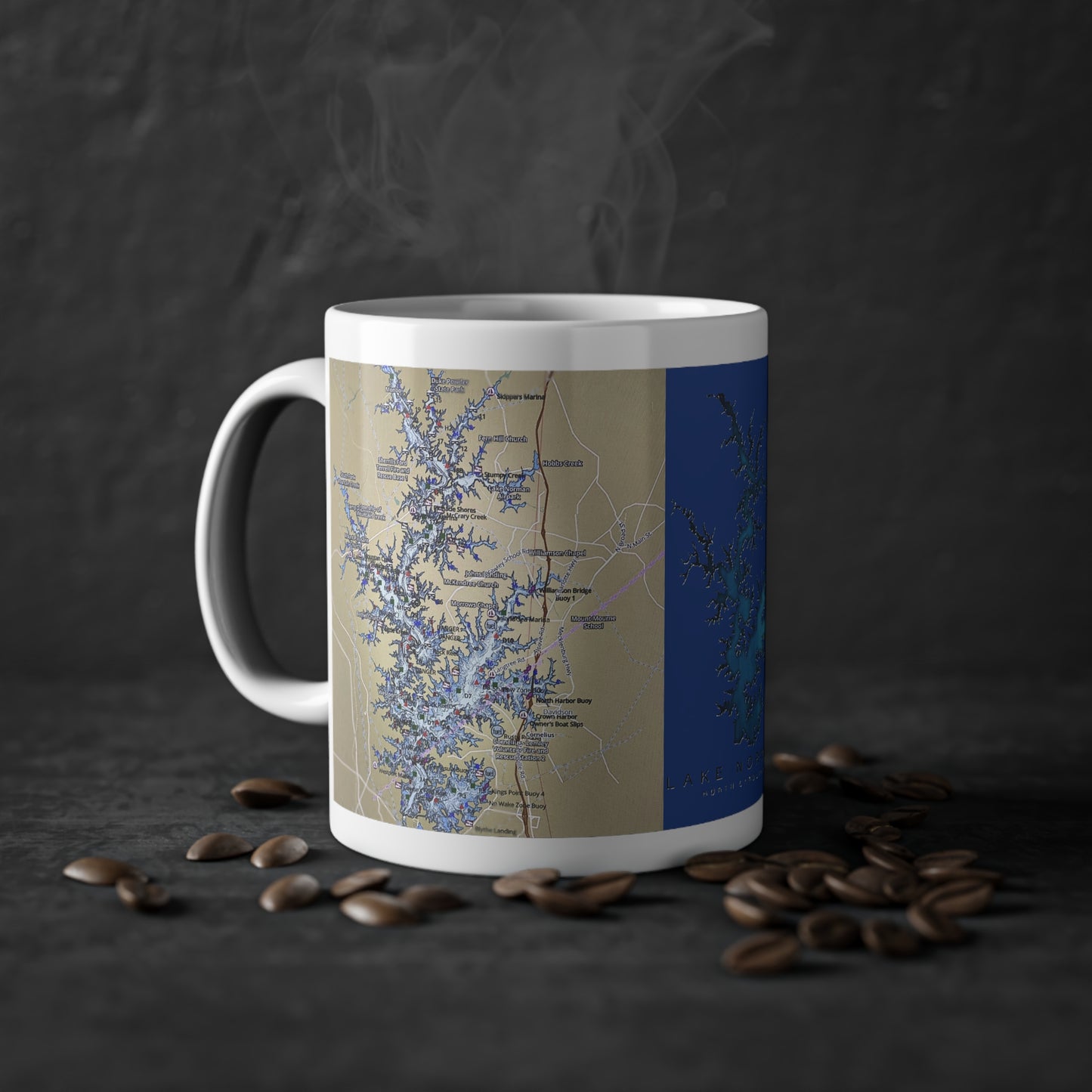 Lake Norman Map Standard Mug - 11oz Unique Geographical Design